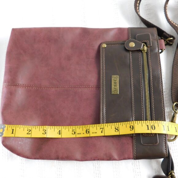 Chala Handbags Plum / Brown Crossbody Purse Shoulder Bag Zip, Faux Leather EUC! - Picture 6 of 9